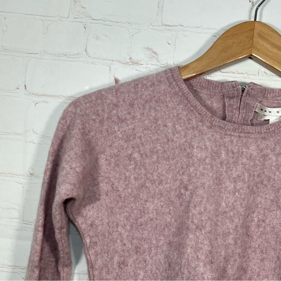 Max Studio Womens 2 Ply Cashmere Sweater Womens Size XS Purple Back Zip - Picture 2 of 8